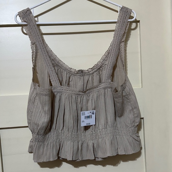 American Eagle Outfitters Taupe Button-Down Blouse - Picture 3 of 4